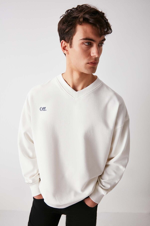 GRIMELANGE Off Herren-Sweatshirt aus Bio-Baumwolle mit Text