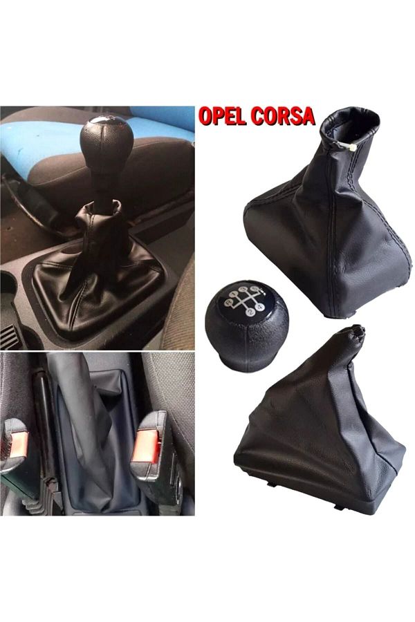 Asegaraj-Opel Corsa C - Combo C Compatible Gear Shift Gaiter+Handbrake Gaiter+Gear Shift Knob Set of 3 1