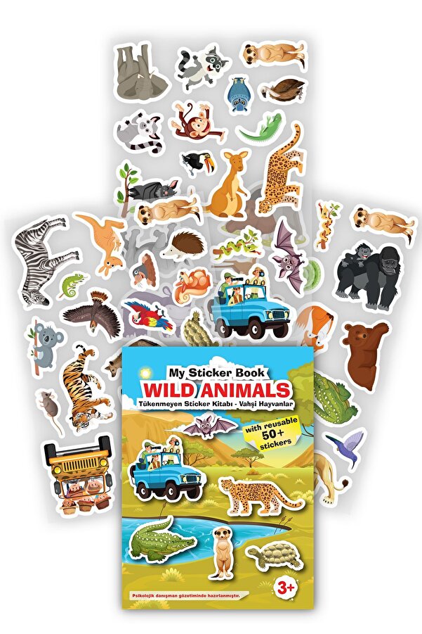 MERT BEBEK MY STİCKER BOOK '' WILD ANIMALS'' , TÜKENMEYEN STİCKER KİTABI VAHŞİ HAYVANLAR