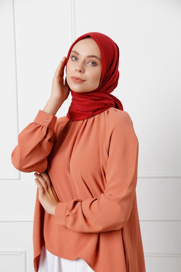 Saless-Women's Burgundy Natural Cotton Scarf 1