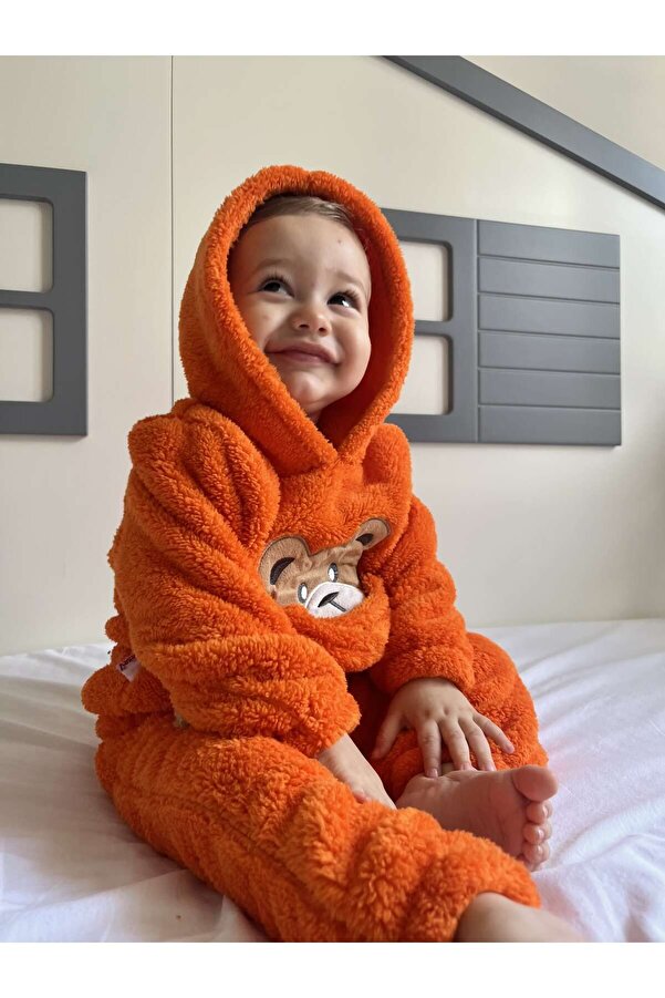 Minizade Kışlık Peluş Welsoft Cepli Kapüşonlu Bebek Takımı