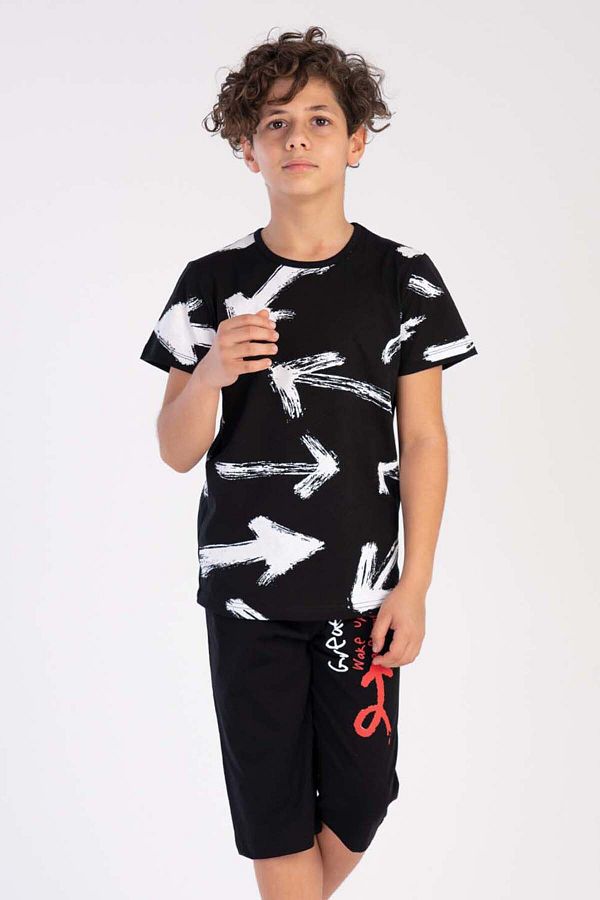 Vienetta Boy s Short Sleeve Capri Cotton Pajama Set 212789 Trendyol
