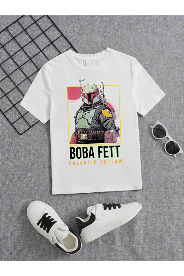 VASK Ünisex Rahat Kalıp Pamuklu Baskılı Beyaz Çocuk T-shirt