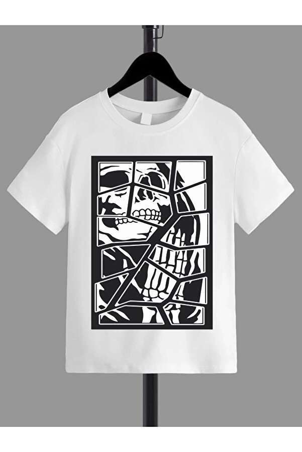 VASK Ünisex Rahat Kalıp Pamuklu Baskılı Beyaz Çocuk T-shirt
