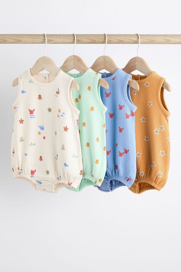 Next Baby-Sea Life Patterned 100% Cotton Set of 4 Romper 1