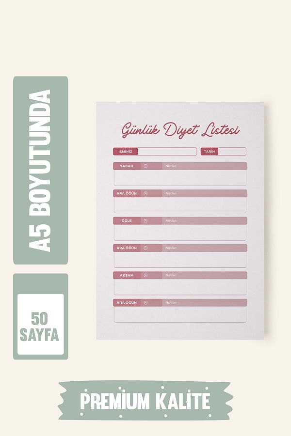 Srctech-Daily Diet List A5 Size 50 Sheets 1