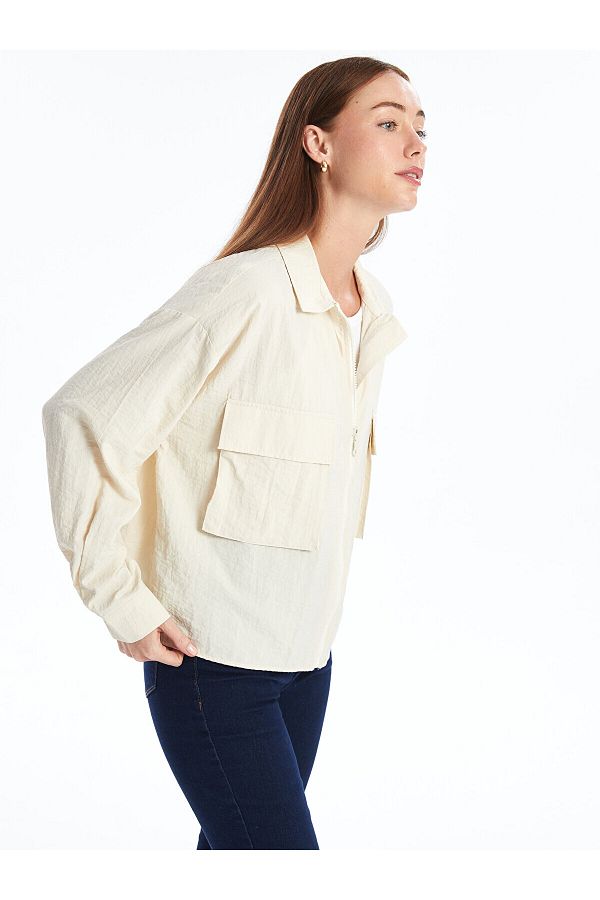 LC Waikiki-LCW Oversize dámska bunda – košeľový golier, pevný dlhý rukáv 1