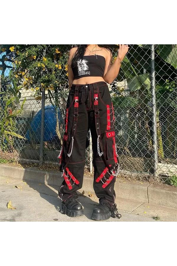 Cargo pants with red stripe 2025