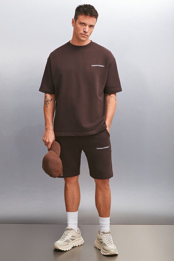 GRIMELANGE-Columbia Herren-Set, 2 Stück – Sommer-Stickerei, bequeme Passform, braunes Trainingsanzug-Set 1