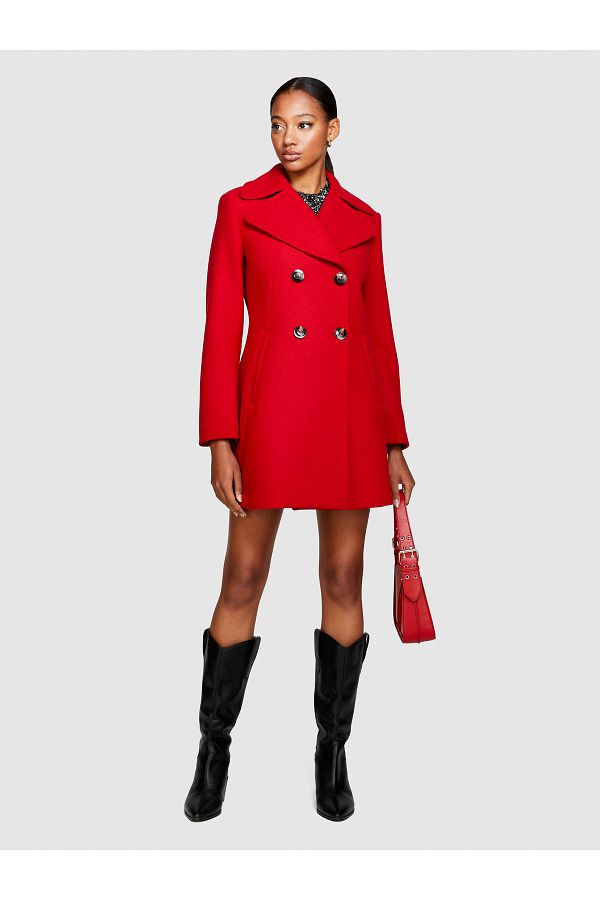 Sisley Red Slim Fit Wool Blended Double Breasted Women s Coat Trendyol