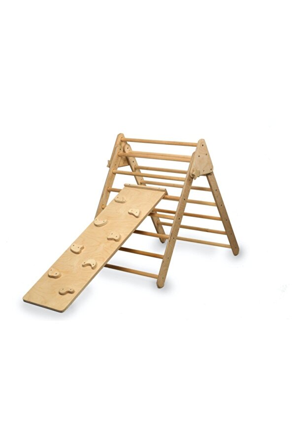 KIDOPPO Pikler Üçgeni Ve Tırmanma Seti | montessori Oyun Seti | ahşap Oyuncak Set | Üçgen & Taşlı Rampa