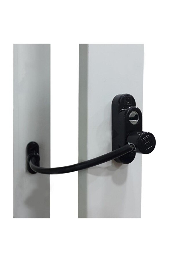 EYM Penkid Çelik Halatlı Pvc Pencere Emniyet Çocuk Güvenlik Kilidi Siyah