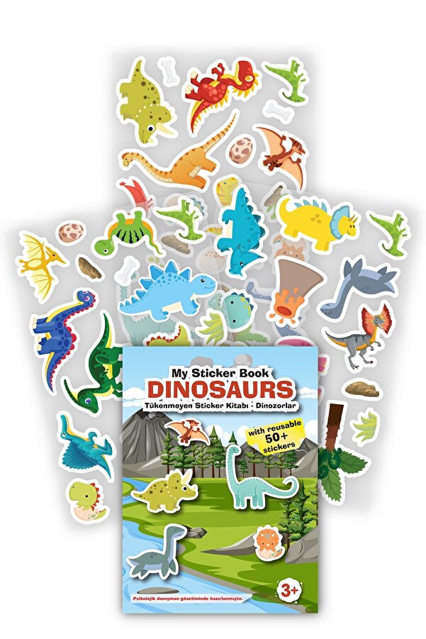 MERT BEBEK MY STİCKER BOOK '' DINOSAURS'' , TÜKENMEYEN STİCKER KİTABI DİNAZORLAR
