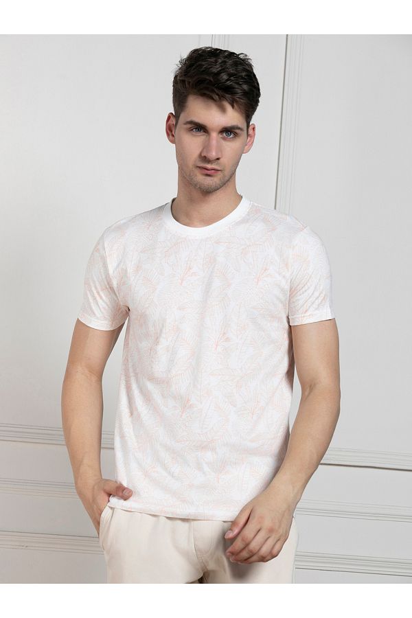 Dennis Lingo By Styli-Regular Fit All Over Leaf Print T-Shirt 1