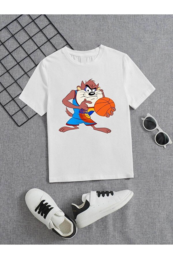 VASK Ünisex Rahat Kalıp Pamuklu Baskılı Beyaz Çocuk T-shirt