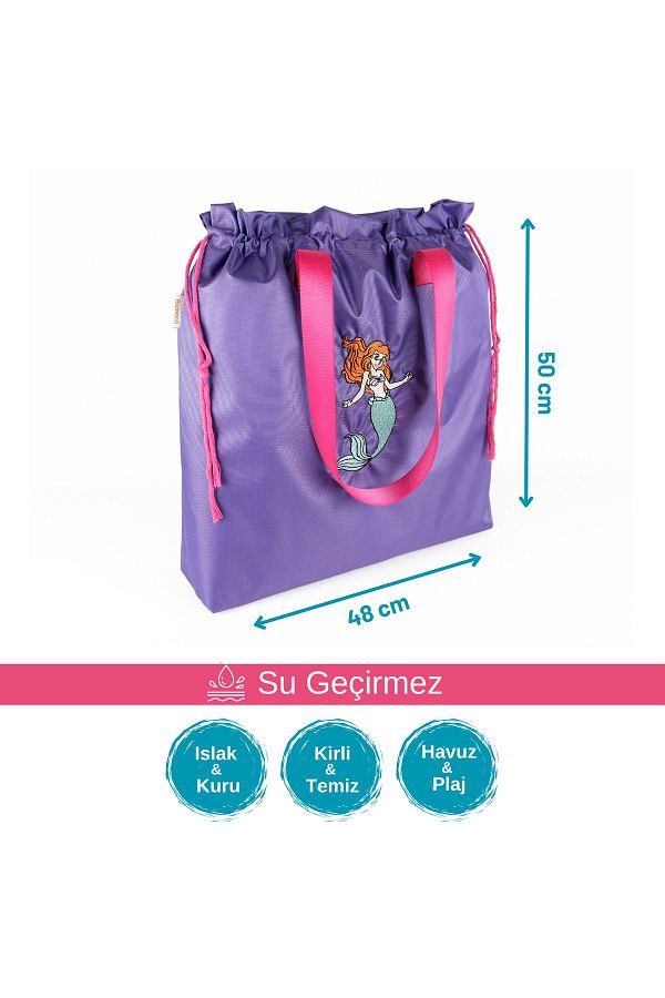 Atelier Bomonti-Purple Waterproof Mermaid - Wet Dry and Dirty Clean Beach Pool Bag 1