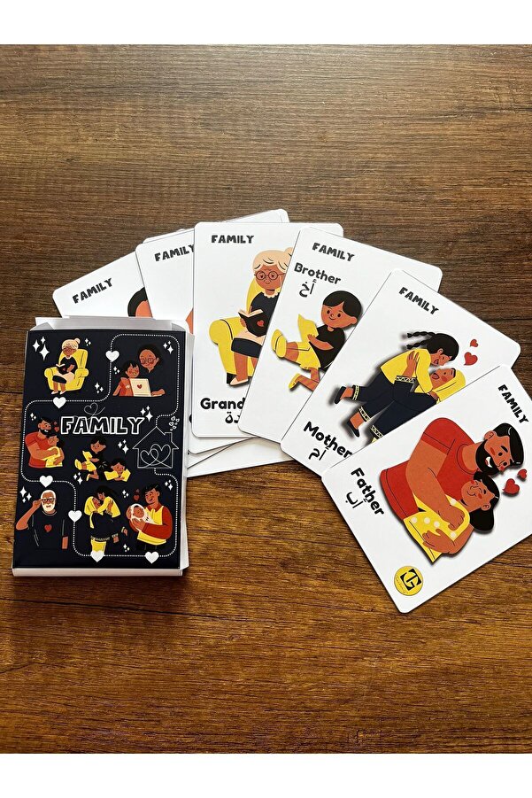 Teacherg game İngilizce/Arapça ilk sözcük kartlar (flash cards) AİLE ÜYELERİ (8 kart)