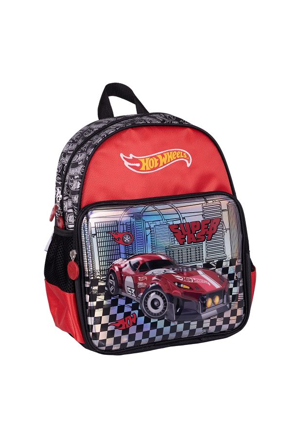 WİGGLE-Wiggle Hot Wheels - 2 Compartment Pocket, Embossed Children's School Backpack Red 1
