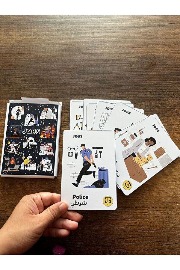 Teacherg game İngilizce/Arapça ilk sözcük kartlar (flash cards) meslekler (29 kart)