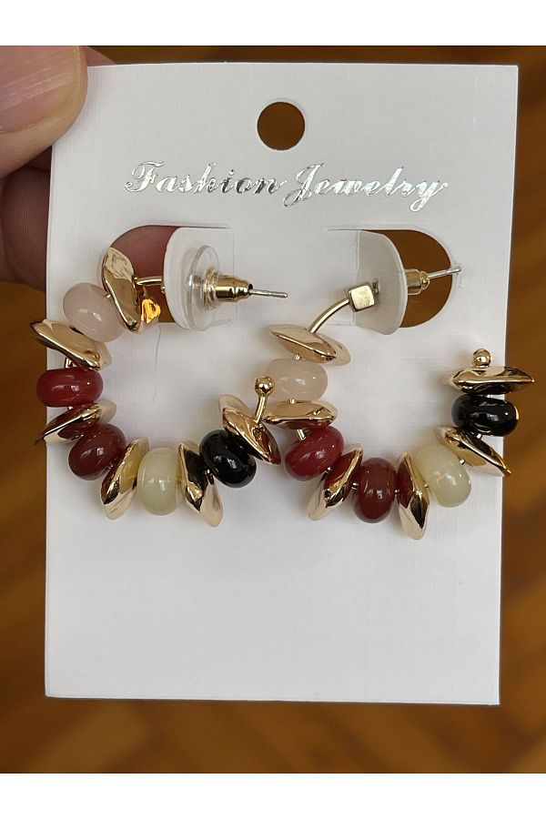 Rupen Kraft Stylish Stone String Half Hoop Earrings Trendyol