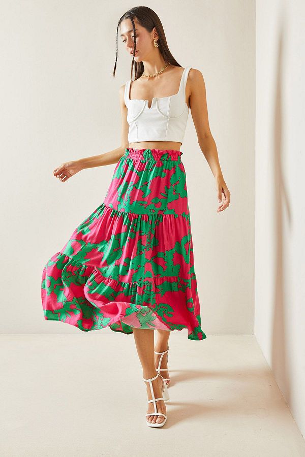 Patterned flounced skirt shop