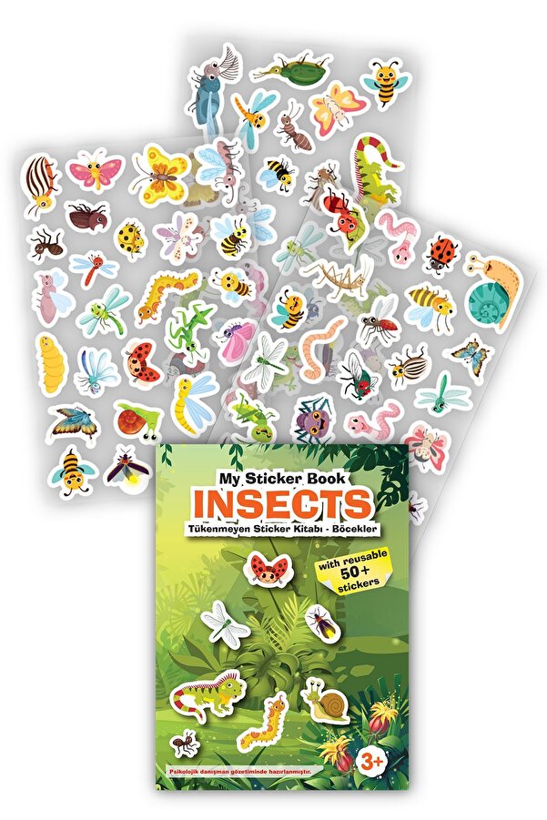 MERT BEBEK MY STİCKER BOOK '' INSECTS'' , TÜKENMEYEN STİCKER KİTABI BÖCEKLER
