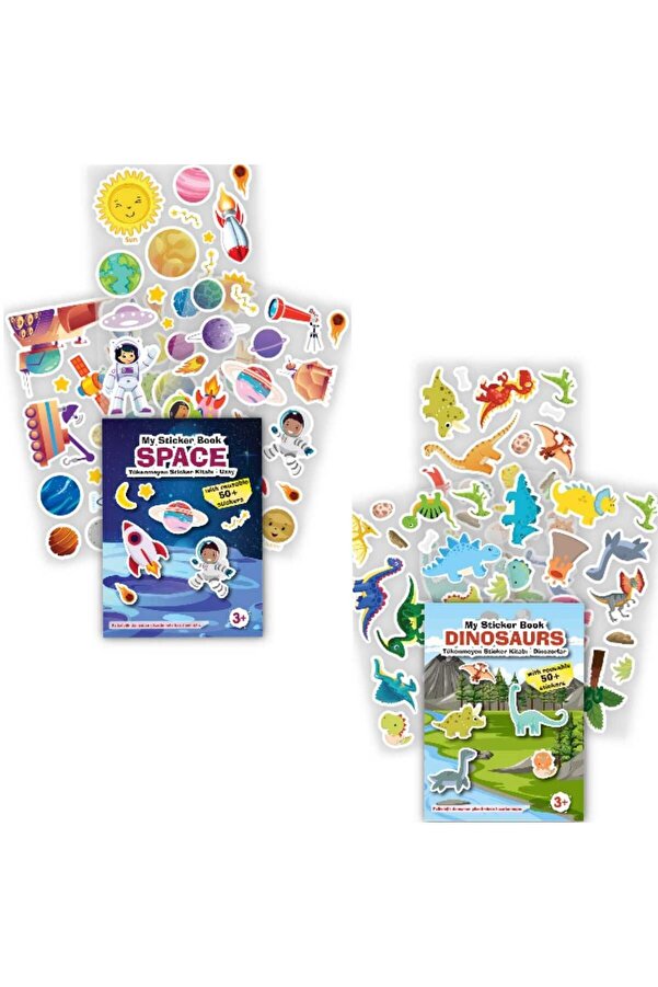 MERT BEBEK MY STİCKER BOOK '' UZAY-DİNOZORLAR'' , 2Lİ SET TÜKENMEYEN STİCKER KİTABI