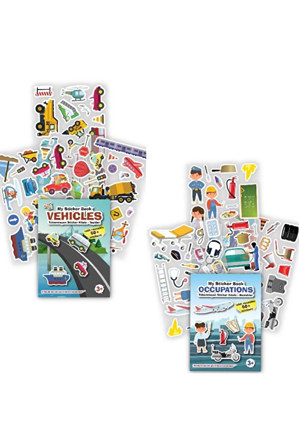 MERT BEBEK MY STİCKER BOOK '' TAŞITLAR-MESLEKLER'' , 2Lİ SET TÜKENMEYEN STİCKER KİTABI