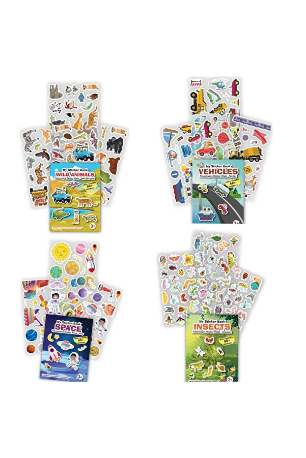 MERT BEBEK MY STİCKER BOOK 4LÜ SET2 ,TEKRAR KULLANILABİLİR STİCKER KİTABI, TÜKENMEYEN STİCKER KİTABI