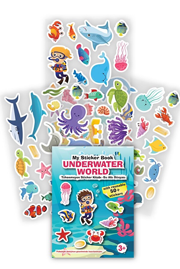 MERT BEBEK MY STİCKER BOOK '' UNDERWATER WORLD'' , TÜKENMEYEN STİCKER KİTABI SU ALTI DÜNYASI