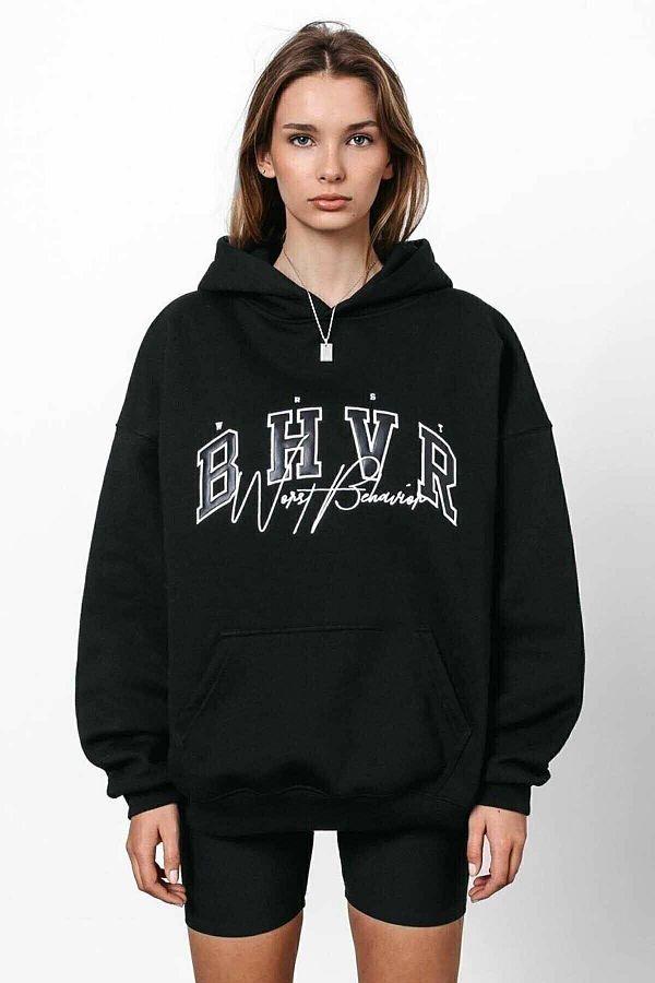 blackjack giyim Blackjackwear Bhvr Black Sweatshirt Hooded Trendyol