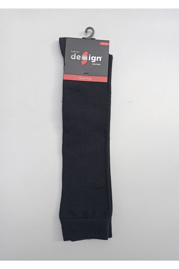 Design Socks-Unisex Black 2-Piece Plain Knee Socks 1