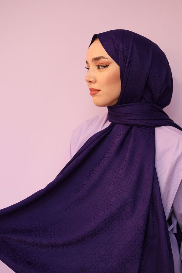 Silk Home-Şal Jacquard Deluxe - Mov închis 1