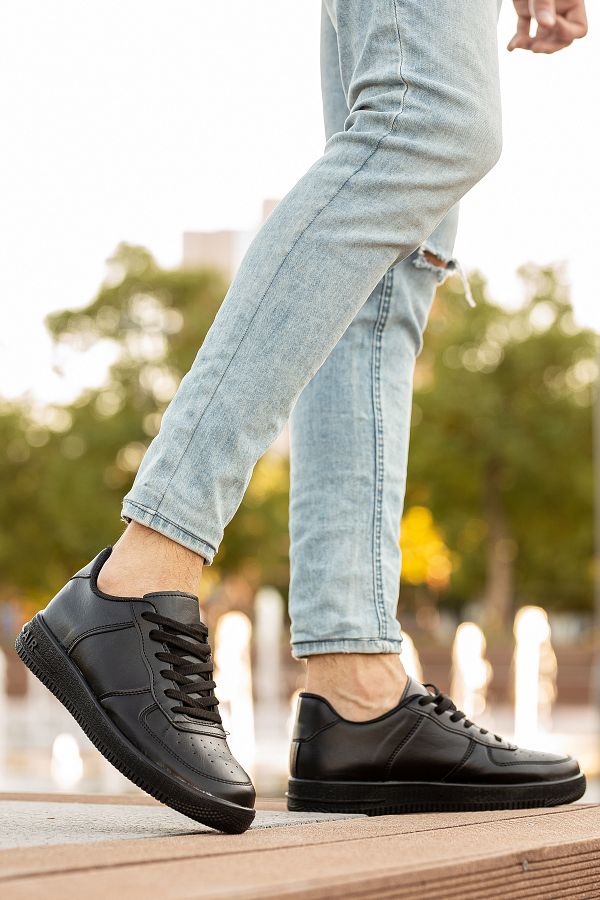 BOUIS Men s Casual Thick Sole Running Shoes Lace Up Black Comfortable Tennis Shoes Trendyol