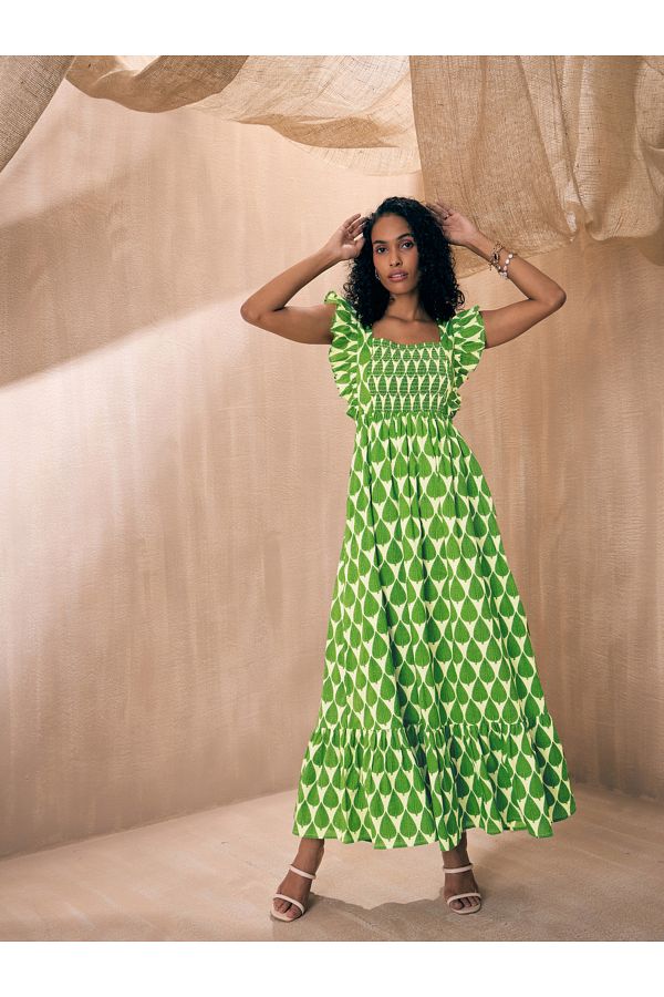 Sassafras By Styli All Over Print Tie Up Back A Line Maxi Dress Trendyol