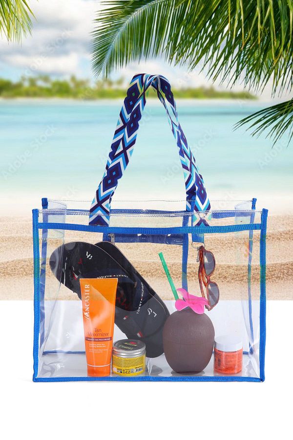 QUTBAG Beach Bag Transparent Soft with Pockets and Keychain Trendyol