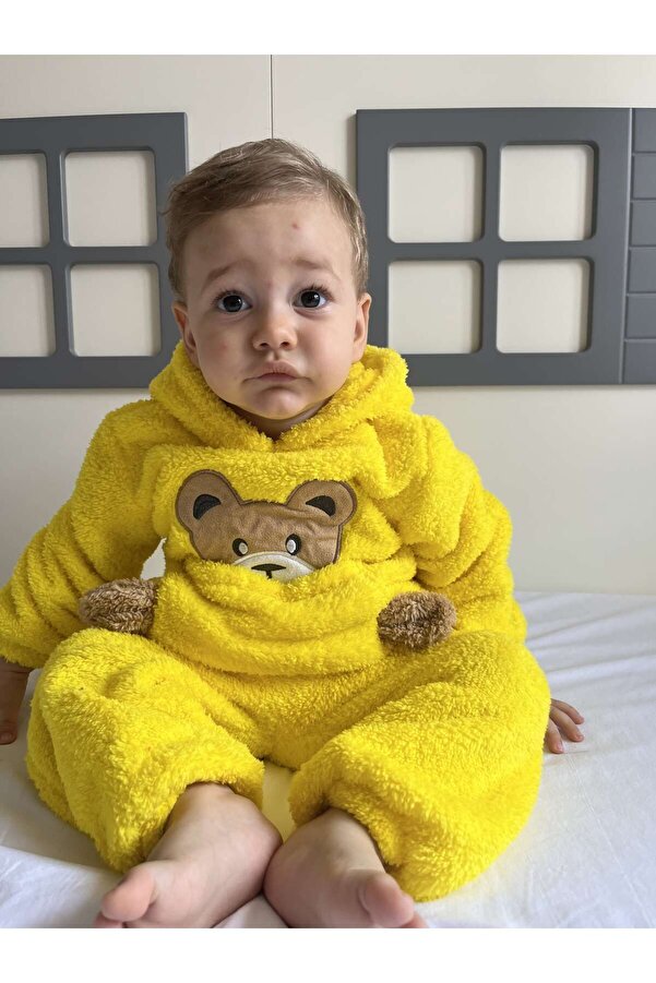 Minizade Kışlık Peluş Welsoft Cepli Kapüşonlu Bebek Takımı