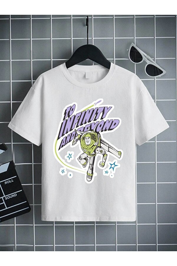VASK Ünisex Rahat Kalıp Pamuklu Baskılı Beyaz Çocuk T-shirt