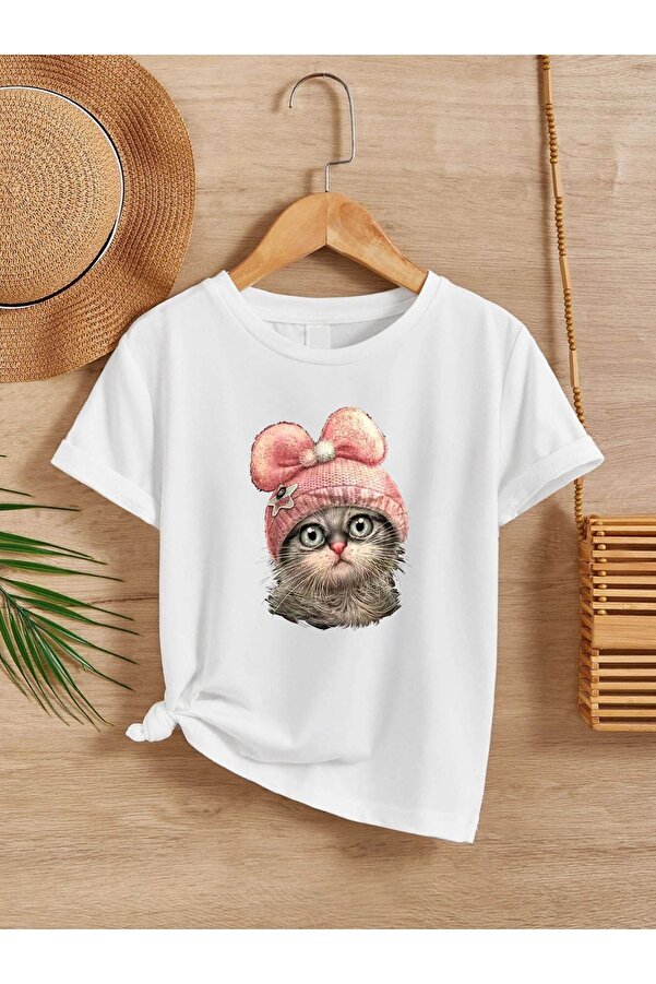 VASK Ünisex Rahat Kalıp Pamuklu Baskılı Beyaz Çocuk T-shirt