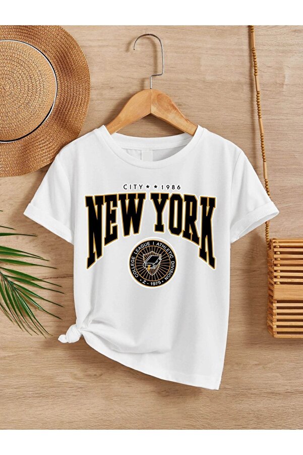 VASK Ünisex Rahat Kalıp Pamuklu Baskılı Beyaz Çocuk T-shirt