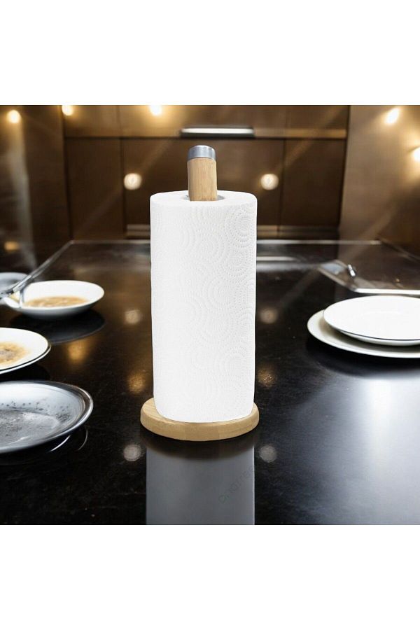 tg tek-iş global-Bamboo Table Top Stylish Paper Towel Holder - Modern Design 1