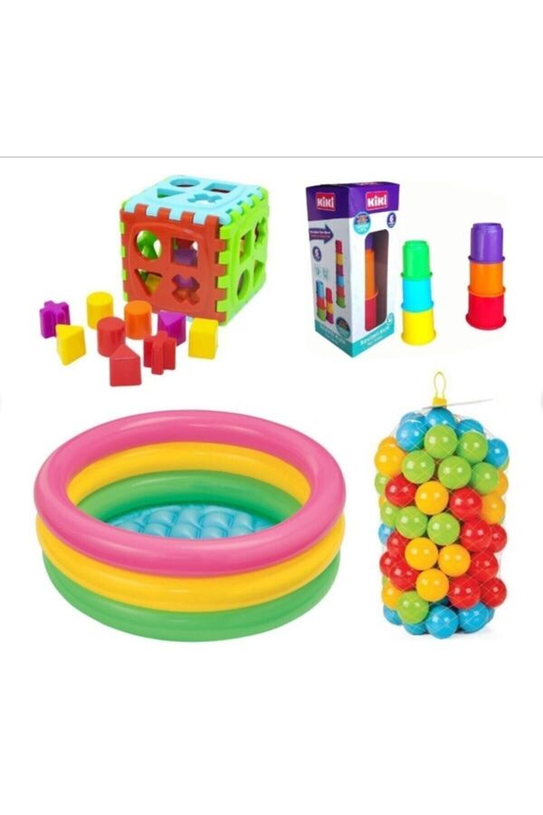 Intex Eğitici Bebek Oyuncakları Seti Şişme Havuz Top 86 Cm Havuz 100 Adet Havuz Topu Bultak Ve Mini Kule