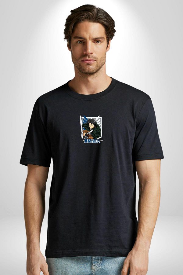 DEST GO Levi Ackerman Anime White and Black Oversize T Shirt Trendyol