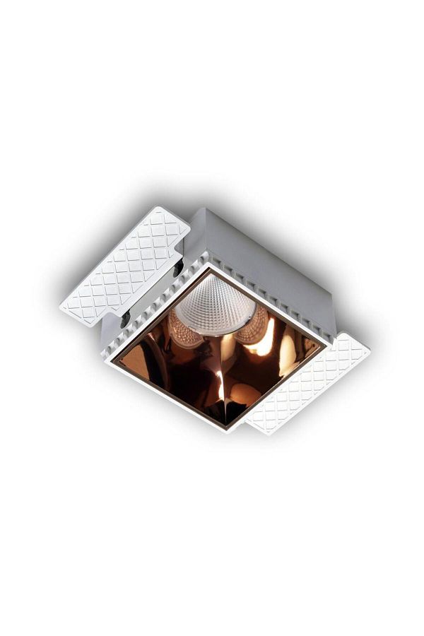 LIGHTMORE-Square Flush Mount Trimless Luminaire, Gu10 Lampholder, White Frame, Copper Inner Coating Trimless 1