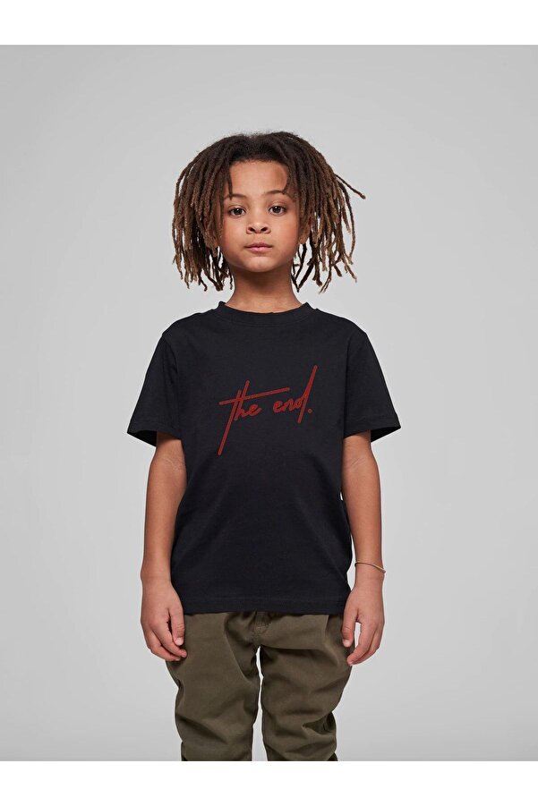 VASK Çocuk Oversize Unisex The End Pamuklu Bisiklet Yaka Tişört