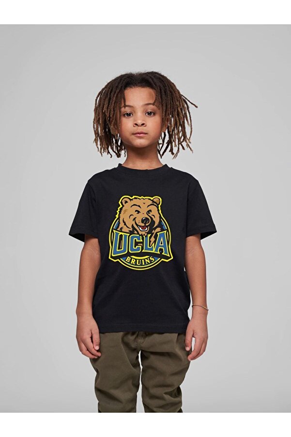 VASK Çocuk Oversize Unisex Ön-ucla Pamuklu Bisiklet Yaka Tişört