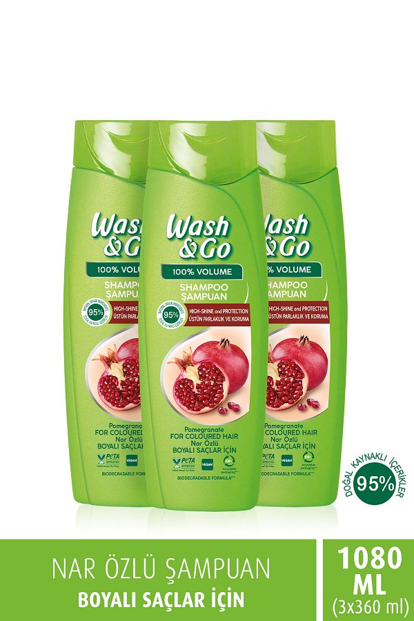 WASH&GO-Pomegranate Extract Shampoo - 360 ml X3 Pieces 1