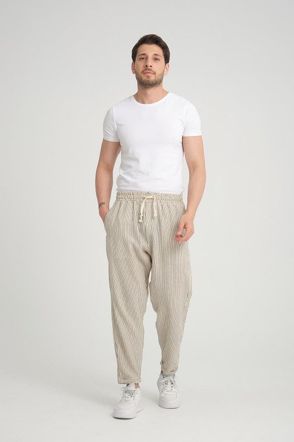 Rocqerx-Model R-4403 - Pantaloni cu dungi cu picioare duble și talie elastică 1