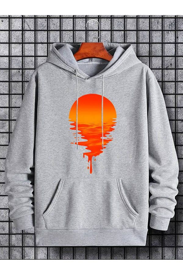 AMMA-Sunset Tokyo Printed Unisex Oversize Hooded Winter Sweatshirt - 3 Thread 1