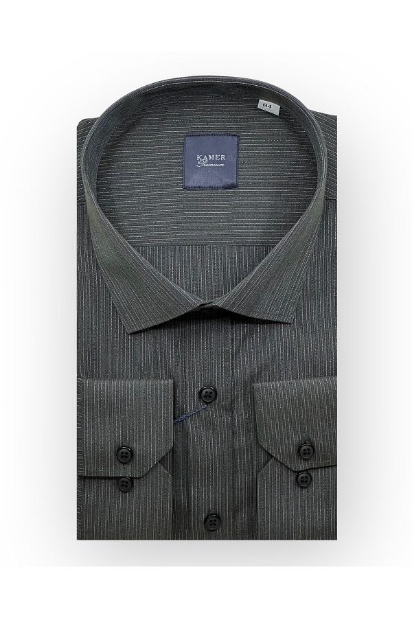 KAMER-Men's Large Size Patterned Smoked Shirt 3611F 1